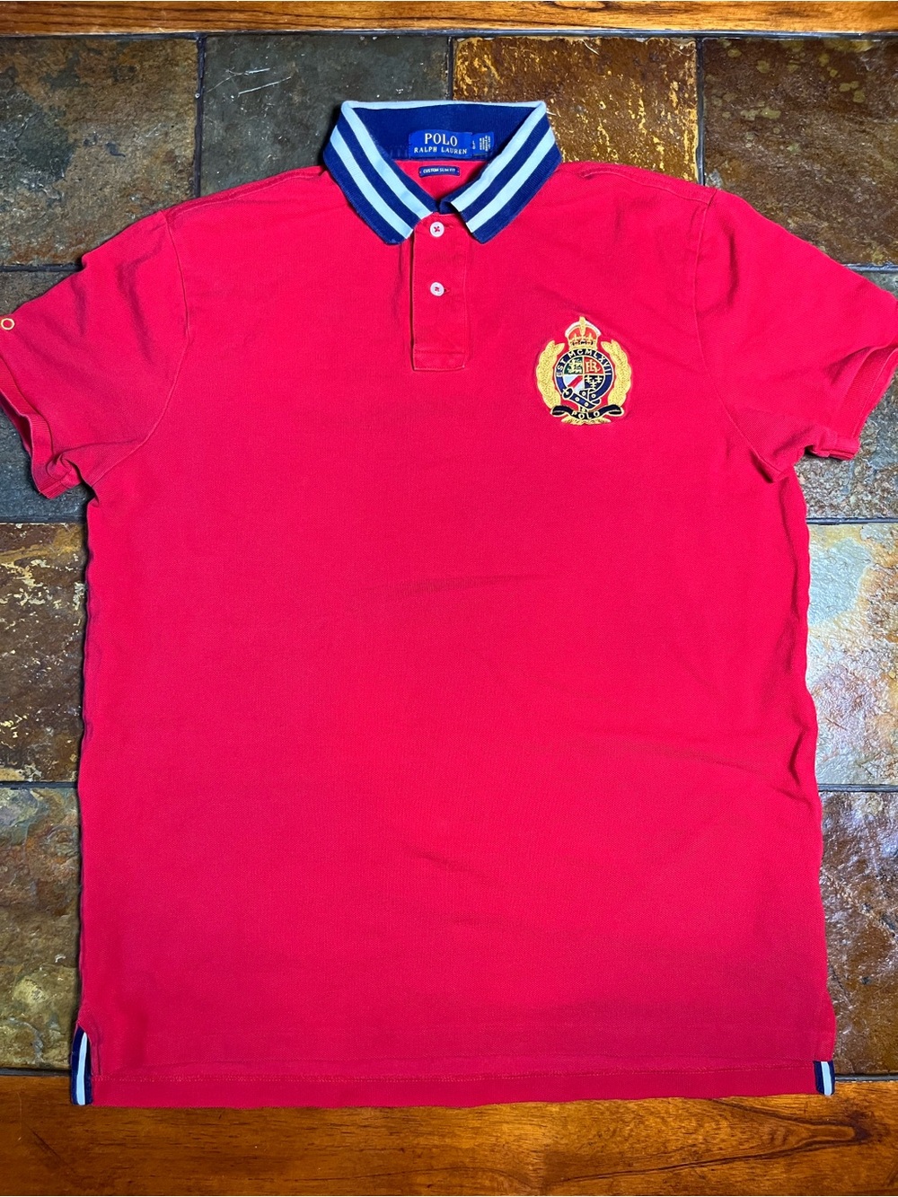 Polo by Ralph Lauren Red Big Crest Polo Slim Fit Shirt-Size Large